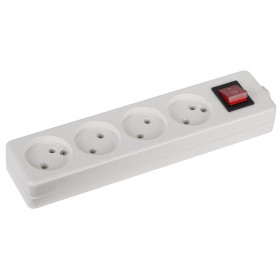 ЭРА Колодка K-4s 4 розетки без зазeмления с выключателем белая