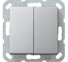 Gira S-55 Алюминий Выключатель 2-клавишный нажимной (клавиши с самовозвратом)