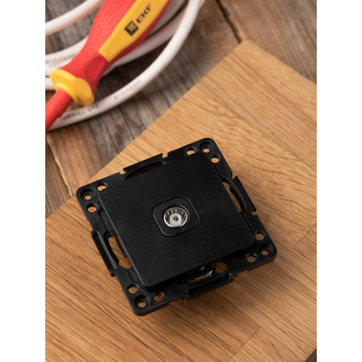 Стокгольм Механизм Розетки TV 1-местной 75Ом 5-862МГц винтовые клеммы черной EKF PROxima