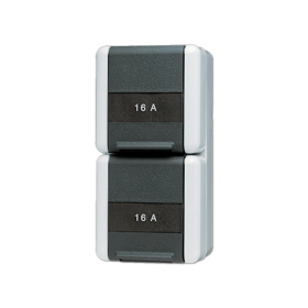 JUNG SCHUKO Розетка двойная 16A 250V~ с полем для надписи; для накладного монтажа IP44