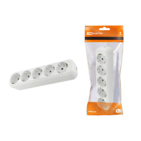 TDM Колодка розеточная 5 гнезд 2П+3 16А 250В белая