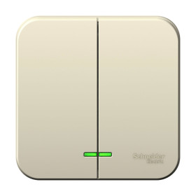 Systeme Electric Blanca наруж Молочный Выключатель 2-клавишный с подсветкой, 10А, 250B