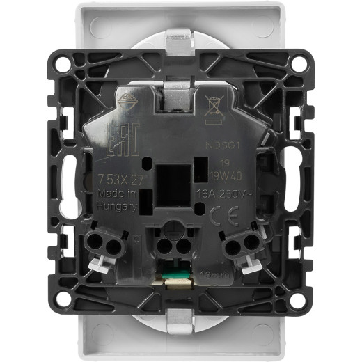 Valena LIFE.Силовая розетка двойная 2х2К+З 16А 250В с лицевой панелью.Безвинтовые зажимы.Белая