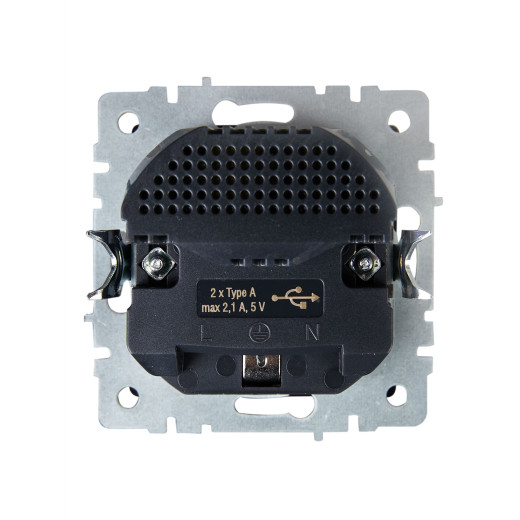 BRITE Роз. с з/к/ш 16А с USB A+A 2,1А РЮш10-1-БрГ граф. IEK