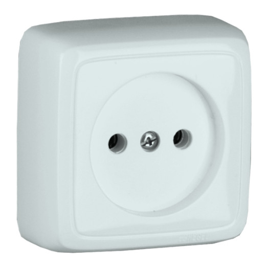 РА16-102 Розетка открытой установки, одноместная, со шторкой, цвет белый