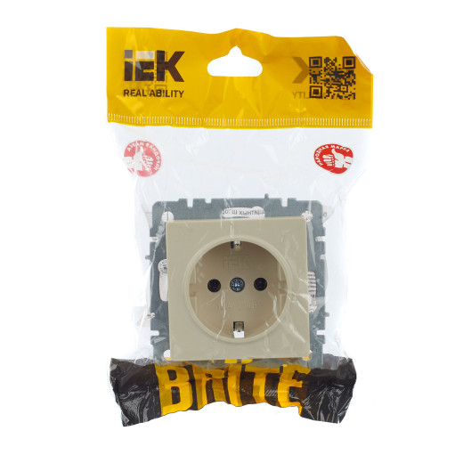 BRITE Роз. с з/к без з/ш 16А РС11-1-0-БрКр беж. IEK