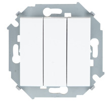 Simon 15 Белый Выключатель 3-клавишный, 10А, 250В, винт.зажим