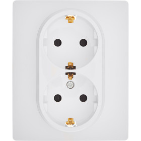 Legrand/Daccord Inspiria Розетка двойная с заземлением со шторками в сборе 16А 250В винтовые зажимы - белый.