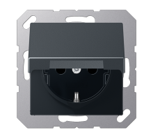 JUNG Штепсельная розетка SCHUKO 16A 250V~ с защитой от детей; с крышкой; термопласт; матовый антрацит