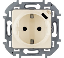 Legrand/Daccord INSPIRIA Слоновая кость Розетка 2К+З немецкий стандарт 16А 250В со встроенным зарядным устройством USB C 1.5А 5В.