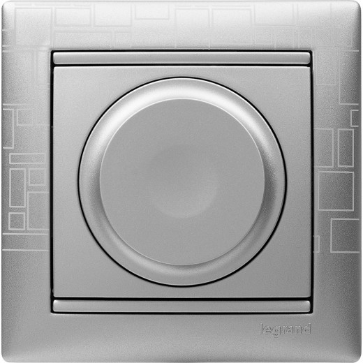 Диммер поворотно-нажимной универсальный LED - Legrand Valena - 300Вт двухпроводной - алюминий