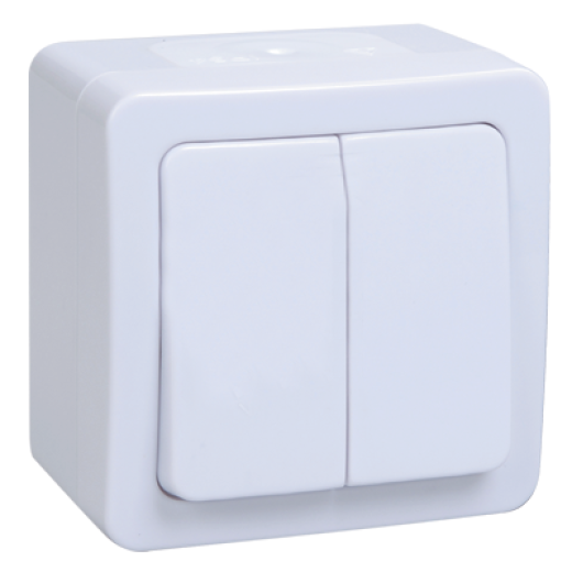 ВС20-2-0-ГПБ выкл 2кл о/у IP54 (цвет клавиши:белый) ГЕРМЕС PLUS