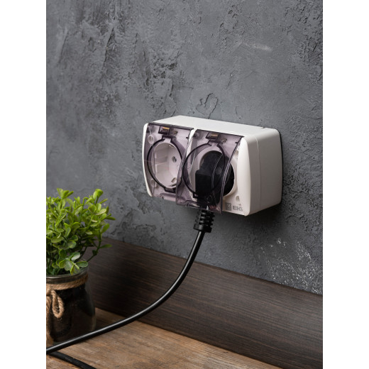 Владивосток Розетка 2-местная 16А с заземлением с прозрачной крышкой IP54 EKF