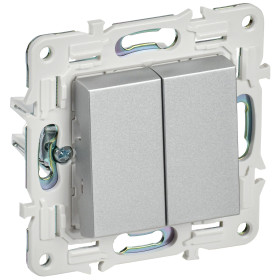IEK SKANDY Серебряный Выключатель 2-клавишный проходной 10А SK-V05S