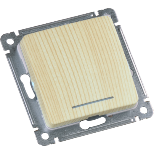 ВС10-462-02 Переключатель скрытой установки, одноклавишный, с индикацией, механизм, цвет  сосна