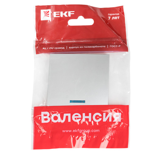 Валенсия лицевая панель выключателя 1-кл. с индикатором 10А сталь EKF PROxima
