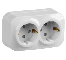IEK GLORY РСш22-3-ХБ Розет. 2-ая с з/к и з/ш о/у 16А GLORY белый