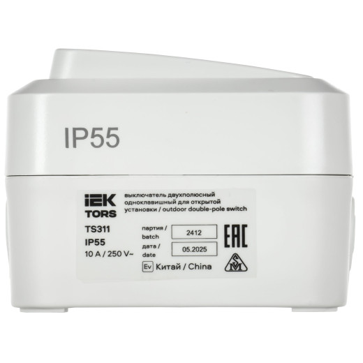 TORS Выключ. двухполюсный однокл. 10А IP55 TS311 белый IEK