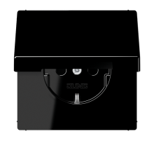 JUNG LS990 Черная Розетка штепсельная Schuko с крышкой 16A, 250V