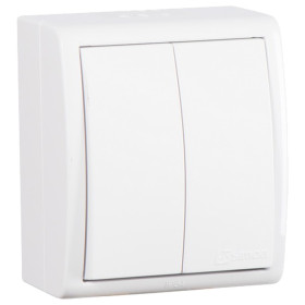 Simon 15 Aqua Белый Выключатель 2-клавишный наружный, IP54