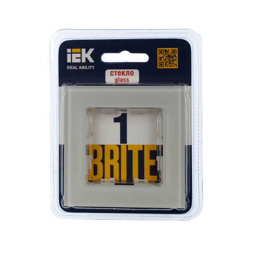 BRITE Рамка 1-мест. РУ-1-2-БрВа стекло ванильный IEK
