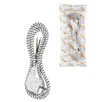 TDM Шнур сетевой с вилкой в тканевой оплетке ПВС 3x0,75мм2 1,8м, 2400 Вт с/з белый