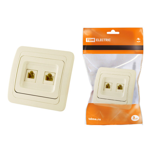 Розетка компьютерная RJ-45 + TФ (RJ-11) сл. кость 