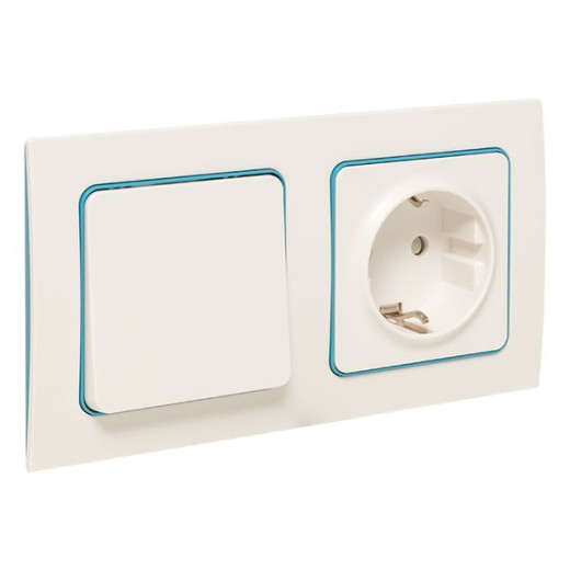 Стокгольм Рамка 2-местная белая с линией цвета синий EKF PROxima