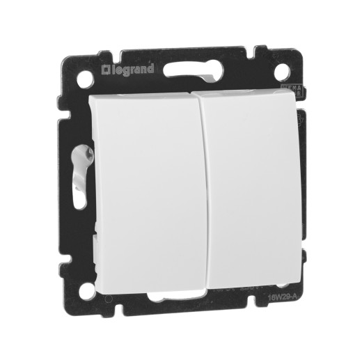 Выключатель двухклавишный - Legrand Valena - 10А 250В схема 5 безвинтовые зажимы - белый