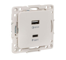 EKF PROxima Стокгольм Белый Розетка с 2 USB type A+C.