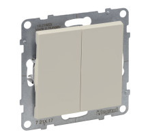 Legrand/Daccord SUNO Слоновая кость Выключатель без фиксации (кнопка) 2-клавишный 6А 250В. Безвинтовые зажимы..