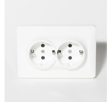 SPL Розетка электрическая 2x2К+З, 16А, 220-250V (белый)