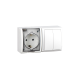 Simon 15 Белый Блок, розетка 2P+E Schuko 16А 250В + выкл.двойной 10А 250В, IP54