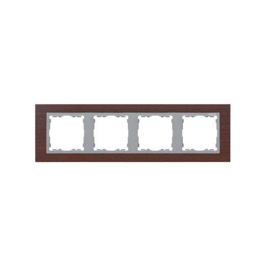 Simon 82 Венге/Алюминий/Дерево Рамка на 4 поста