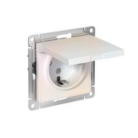 Systeme Electric AtlasDesign Жемчуг Розетка с/з со шторками с крышкой, 16А, IP20, механизм