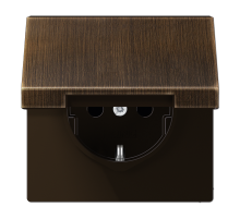 JUNG LS 990 Antik Розетка с/з с крышкой с защитными шторками безвинт. зажим