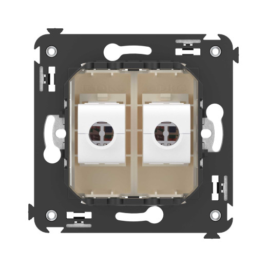 Компьютерная розетка RJ-45 без шторки в стену, кат.5е двойная, Avanti, ванильная дымка