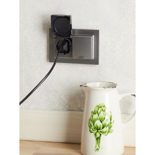 BRITE Роз. 2-я с кр. 16А в сб IP44 РСбш12-3-44-БрС сталь IEK