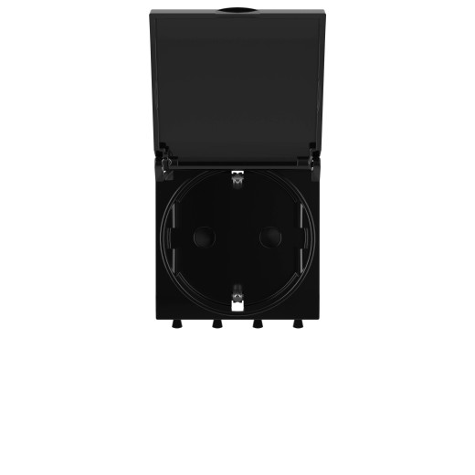 Розетка с крышкой модульная, 2P+E, с з/ш, Avanti, черный квадрат, 2 модуля