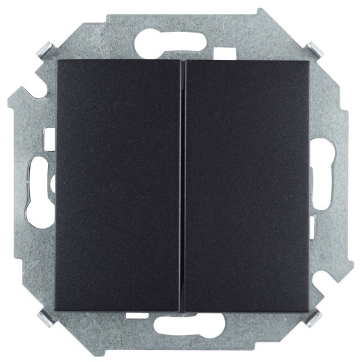 Выключатель двухклавишный, 16А, 250В, винтовой зажим, графит