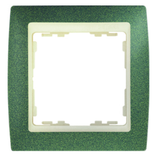 Simon 82 Зеленый структурный/Слоновая кость Рамка 1-ая