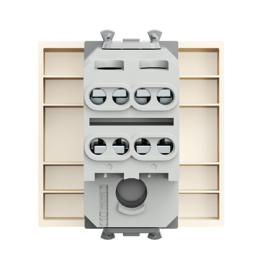 Выключатель двухполюсный одноклавишный модульный, Avanti, ванильная  дымка, 2 модуля