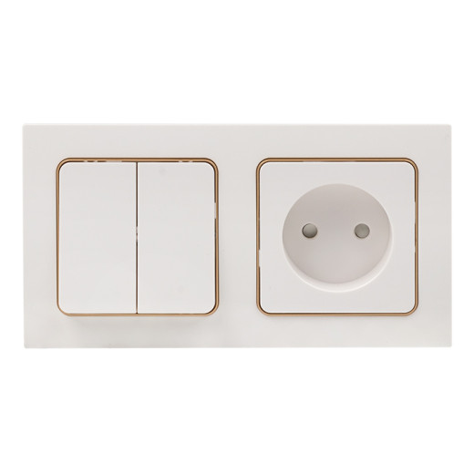 Стокгольм Рамка 2-местная белая с линией цвета шампань EKF PROxima
