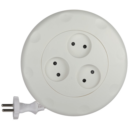 Удлинитель электрический ЭРА UR-3-3m-W рулетка без заземления 3 розетки 3м 2x1мм2 10А белая