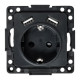 Стокгольм Механизм Розетки 1-местной с/з, USB 2A 16А винтовые клеммы черный с защ. штор. EKF