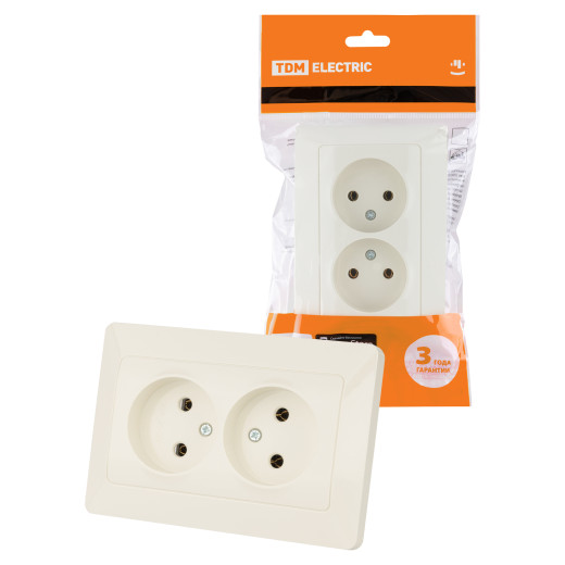 Розетка двойная 2П 10А 250В сл. кость 