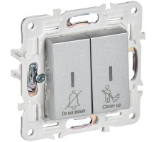 IEK SKANDY Серебряный Выключатель 2-клавишный с индикацией для отелей 10А SK-V16S