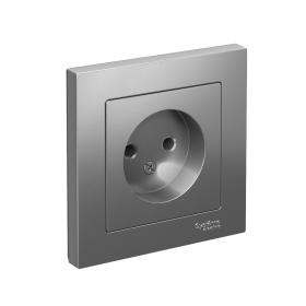 Systeme Electric AtlasDesign Сталь Розетка б/з, 16А, в сборе