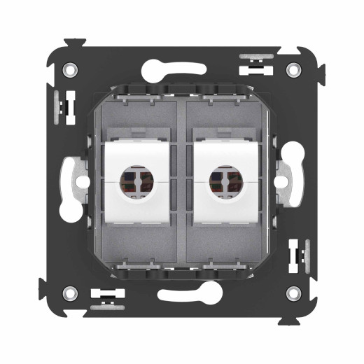 Компьютерная розетка RJ-45 без шторки в стену, кат.6А двойная, Avanti, закаленная сталь