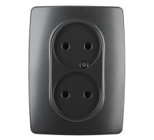 ЭРА Розетка Серия 12 12-2107-05 двойная без заземления 2X2P 16A-250В IP20 антрацит
